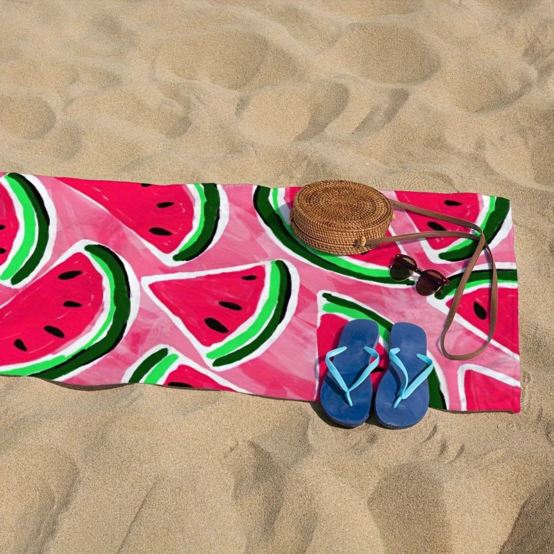 ✨ Toalha de Praia Estampa de Melancia – Protetora, Antivento e Ideal para Praia, Piscina ou Viagem