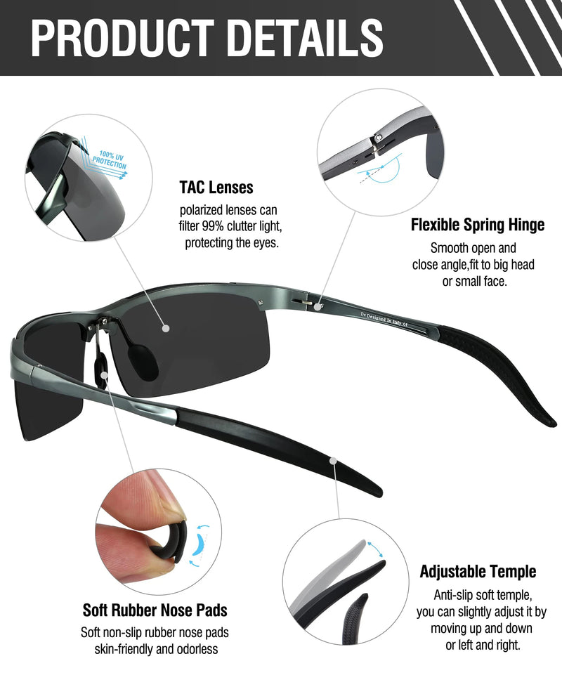 ✨ Óculos de Sol Esportivos Masculinos Polarizados – Proteção UV400, Lente Fotocromática e Design Sem Aro