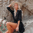 ✨ Saída de Praia Longa Branca com Manga Longa – Vestido Maxi Sexy de Verão Feminino