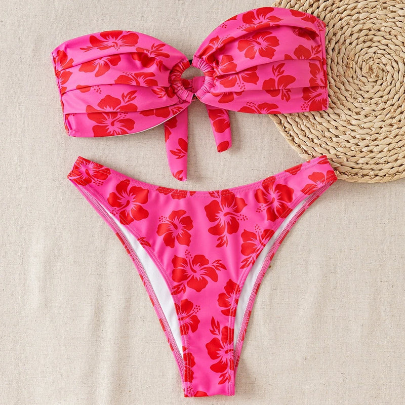 Biquíni Tomara-Que-Caia Push-Up 2025 – Moda Praia Feminina Sexy e Elegante com Calcinha Fio Dental