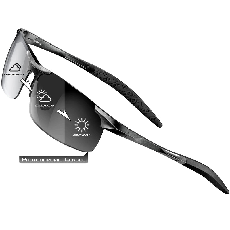 ✨ Óculos de Sol Esportivos Masculinos Polarizados – Proteção UV400, Lente Fotocromática e Design Sem Aro