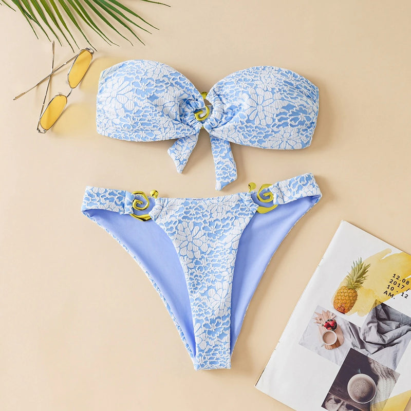 Biquíni Tomara-Que-Caia Push-Up 2025 – Moda Praia Feminina Sexy e Elegante com Calcinha Fio Dental