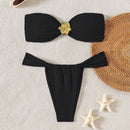 Biquíni Tomara-Que-Caia Push-Up 2025 – Moda Praia Feminina Sexy e Elegante com Calcinha Fio Dental