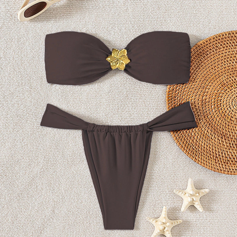 Biquíni Tomara-Que-Caia Push-Up 2025 – Moda Praia Feminina Sexy e Elegante com Calcinha Fio Dental