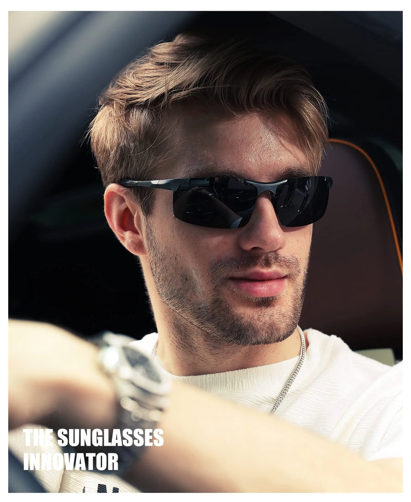 ✨ Óculos de Sol Esportivos Masculinos Polarizados – Proteção UV400, Lente Fotocromática e Design Sem Aro