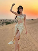 Bikini Feminine Spicy Girl Hanging Neck Jumpsuit Style Swimsuit Women's Beach Vacation Beach Dress