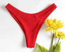 2025 New Bikini Bottoms Women's Swimsuit Low Waisted Bottom Solid Red Swimwear Thong Beachwear Brazilian Bathing Suit Summer