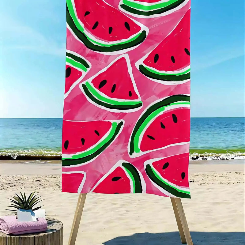 ✨ Toalha de Praia Estampa de Melancia – Protetora, Antivento e Ideal para Praia, Piscina ou Viagem