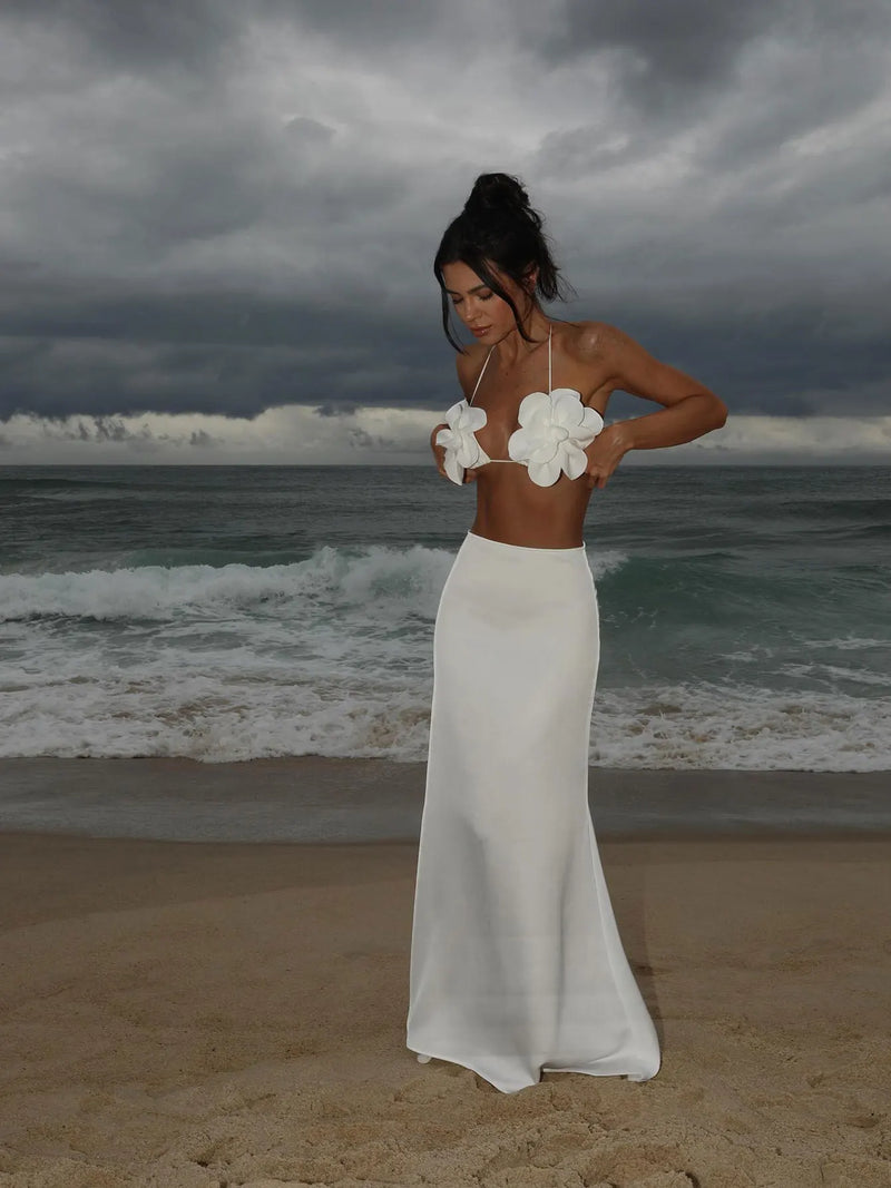 Biquíni Sexy com Saia – Conjunto Feminino 3 Peças, Estilo Bandage, Modelagem Brasileira, Saia A-Line para o Verão